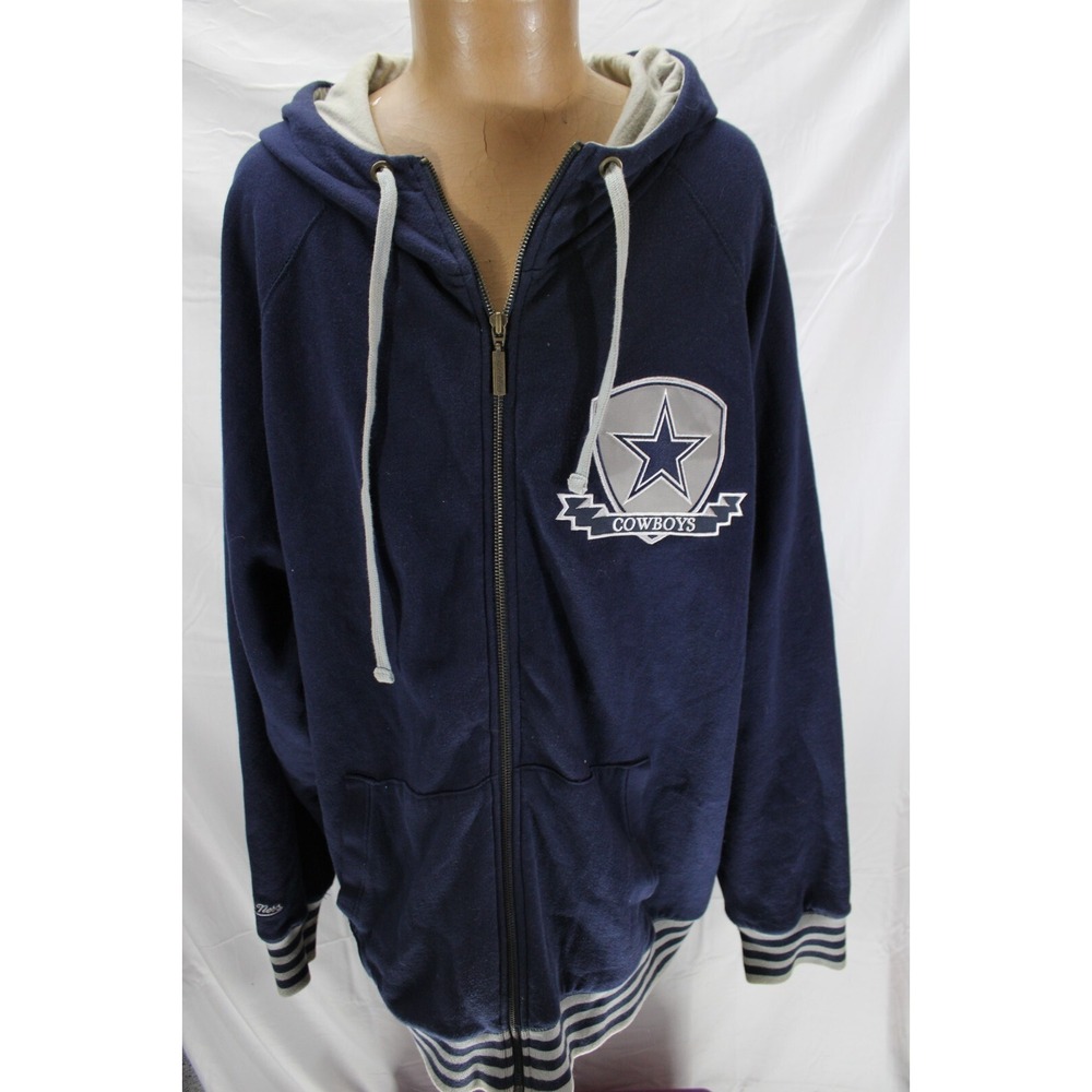 Vtg Mitchell Ness Throwback Dallas Cowboys Cotton Jacket Full Zip Blue Size‎ 2XL